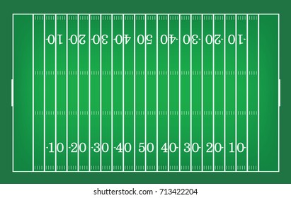 Top views of american football field. Vector green grass pattern for sport background.