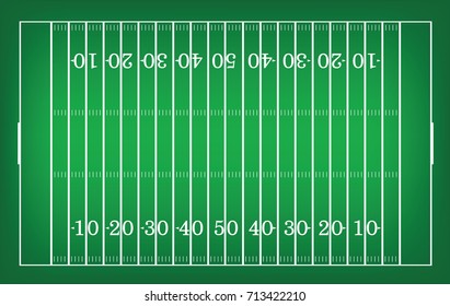 Top views of american football field. Vector green grass pattern for sport background.