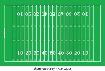 Top views of american football field. Vector green grass pattern for sport background.