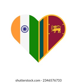 concepto de guerra suprema. ícono de forma cardiaca de banderas de india y sri lanka. ilustración vectorial aislada en fondo blanco