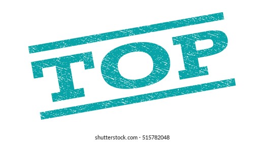 Top watermark stamp. Text tag between parallel lines with grunge design style. Rubber seal stamp with unclean texture. Vector cyan color ink imprint on a white background.