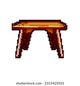 vector retro de arte de píxeles de la mesa de madera superior. mesa de madera de la parte superior. ilustración vintage antigua