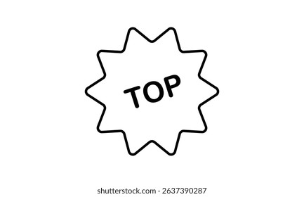 Top word icon. top service, charts, winners, tips. Line label. Contour badge for mobile apps, sites and printed products. Vector illustration	