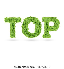 Top word made of green vector leafs