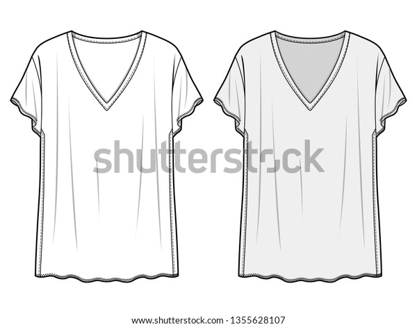 Top Woven Tee Fashion Flat Sketch Stock Vector (Royalty Free ...