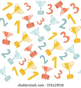 Top-3 champions cups seamless pattern