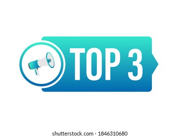 Top3 - Top Three colorful label on white background. Vector illustration.