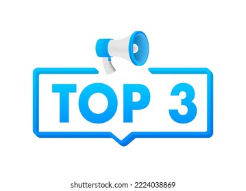 Top3 - Top Three colorful label on white background. Vector illustration.