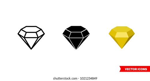 Topaz symbol icon of 3 types: color, black and white, outline. Isolated vector sign symbol.
