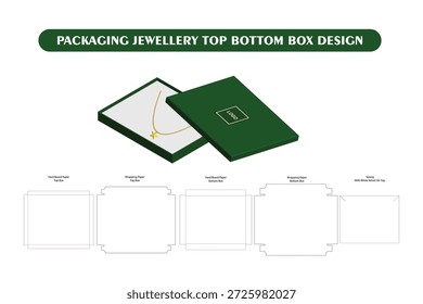Um design de caixa de joias superior-inferior apresenta uma tampa separada que se ergue da base, criando uma apresentação elegante, de duas peças, ideal para marca com logotipos, cores personalizadas e revestimentos de veludo ou cetim luxuosos, muitas vezes usando cartão ecológico para uma sensação premium, mas sustentável, perfeito para anéis, brincos ou relógios, com opções para fechamentos magnéticos ou luzes LED para unboxing aprimorado. 