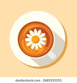 A top-down flat vector illustration of a cup of coffee