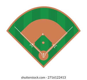 Abbildung eines Baseballfeldlayouts von oben nach unten, das Basen, Foul-Linien und Außenfeldgrenzen zeigt