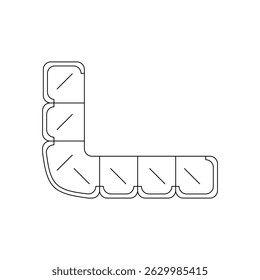 Top-down outline of a corner sofa