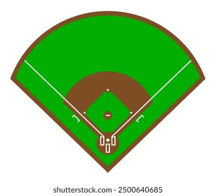 A top-down view of a baseball field showing the infield diamond and outfield areas clearly marked.