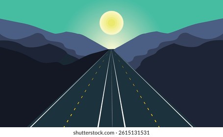 Top-down view of a road splitting into two lanes