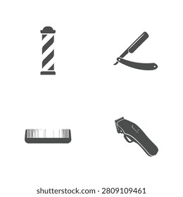 Top-down view of scissors, razor, comb, and USB drive arranged neatly on plain surface