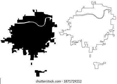 Topeka City, Kansas (United States cities, United States of America, usa city) map vector illustration, scribble sketch City of Topeka map