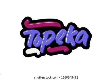 Topeka hand drawn modern brush lettering text. Vector illustration logo for print and advertising