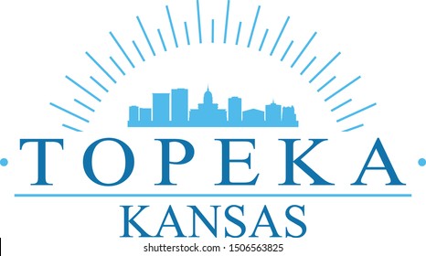 Topeka Kansas City. Banner Design. City Skyline. Silhouette Vector. Famous Monuments.