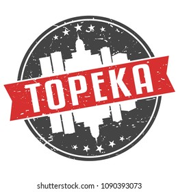 Topeka Kansas Round Travel Stamp Icon Skyline City Design. Seal Badge vector Illustration.