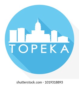 Topeka Kansas USA Flat Icon Skyline Silhouette Design City Vector Art 