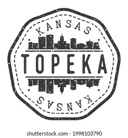 Topeka, KS, USA Stamp Skyline Postmark. Silhouette Postal Passport. City Round Vector Icon. Vintage Postage Design.