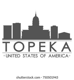 Topeka Skyline Silhouette Design City Vector Art Famous Buildings