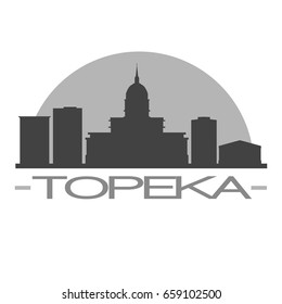 Topeka Skyline Silhouette Skyline Stamp Vector City Design