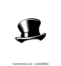 Tophat Vector Icon. Male head cap. Gentleman hat. Man retro Costume. Mister.