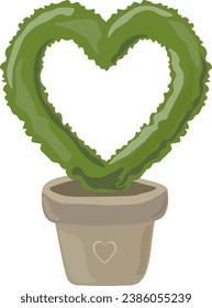topiary art of forming bush in the shape of a heart using  haircut