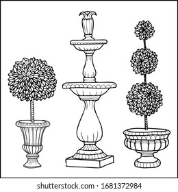 Topiary tree antique vase garden fountain 