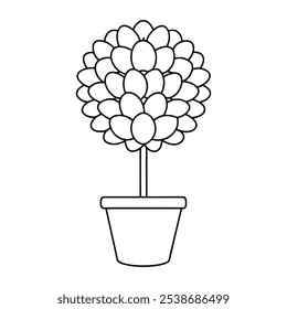 Topiary Tree in Pot Line Art - Elegante Gartengrafik für dekorative Nutzung