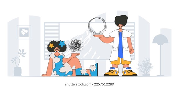 Topic Help A person consumed by a sense of hopelessness and despair. The doctor unpacks the tangle of thoughts. The patient shows that he is immersed in his thoughts.