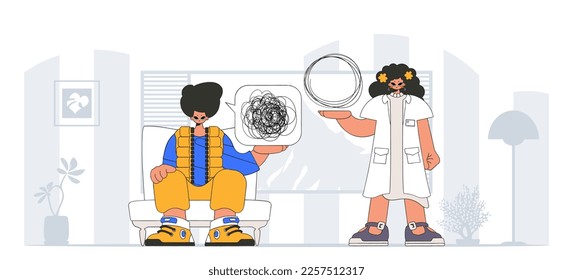 Topic Help A person consumed by a sense of hopelessness and despair. The specialist unpacks the tangle of thoughts. The patient shows lost in a sea of confusion of his thoughts.