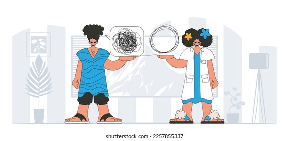 Topic Help A person consumed by a sense of hopelessness and despair. The specialist unpacks the tangle of thoughts. The patient shows that he is trying to unravel his confused thoughts.