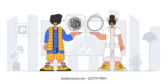 Topic Help A person consumed by a sense of hopelessness and despair. The specialist unpacks the tangle of thoughts. The patient shows that he is immersed in his thoughts.