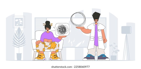 Topic Help A person consumed by a sense of hopelessness and despair. The specialist unpacks the tangle of thoughts. The patient shows that he is confused.