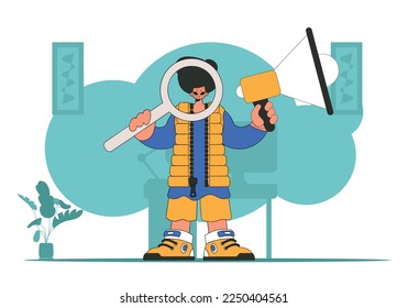 Topic Human resource and recruitment. A man holds a megaphone in his hands.