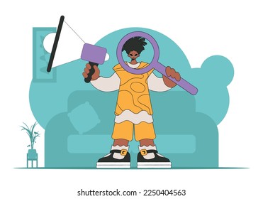 Topic Human resource and recruitment. A man with a megaphone, symbolizing the search for people in the labor market.