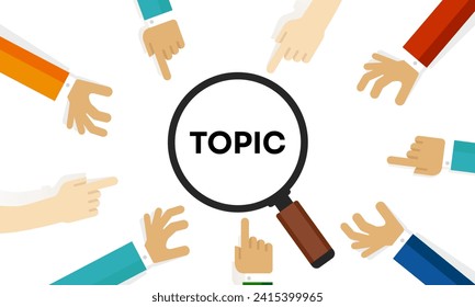 Topic news message issue text in focus magnifier