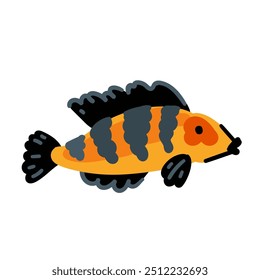 Topical fish cartoon vector illustration isolated on white background. Zoo character
