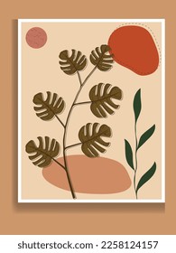 El tema deja un vector de fondo de arte abstracto. Diseño de arte mural con tono de tierra y textura de brocha acuarela.