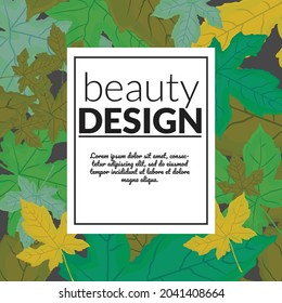 Topical leaves seamless background with text border. good to use for ads on social media. 