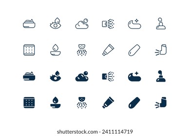 Topical medicine preparation icon set pixel perfect ready to use