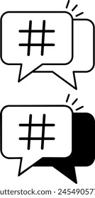 Topics Icons. Black and White Vector Hashtag Icons. popular Topics, Trends. Social Media and Web Communications Concept