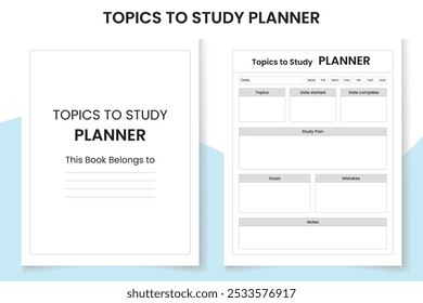 Topics To Study Planner Design Template, Interior design with black and white paper