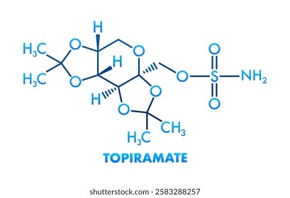 Topiramate molecular structure with highlighted atoms and bonds