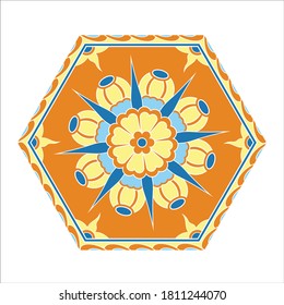 Topkapi palace pattern at Istanbul, Turkey, colorful and bright flowers, vector 