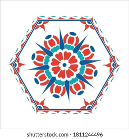 Patrón palaciego de Topkapi en Estambul, Turquía, flores coloridas y brillantes, vector 