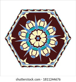 Patrón palaciego de Topkapi en Estambul, Turquía, flores coloridas y brillantes, vector 